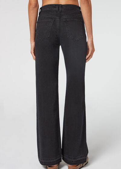 Fringed Wide Leg Jeans