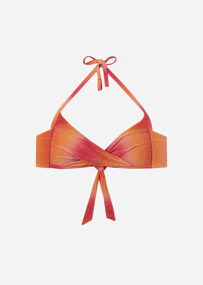 Graduated Padded Triangle Swimsuit Top Colorful Shades