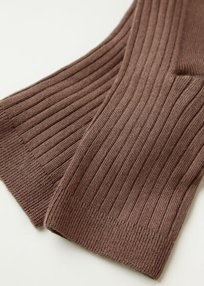 Short Ribbed Socks with Cotton and Cashmere