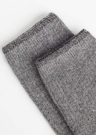 Cashmere Short Socks with Glitter Trim