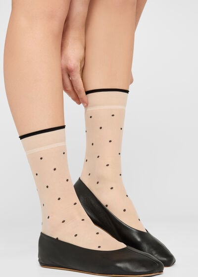 Sheer Polka Dot Socks Without Elastic