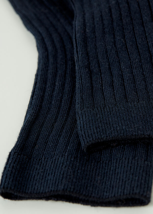 Short Ribbed Socks with Cotton and Cashmere