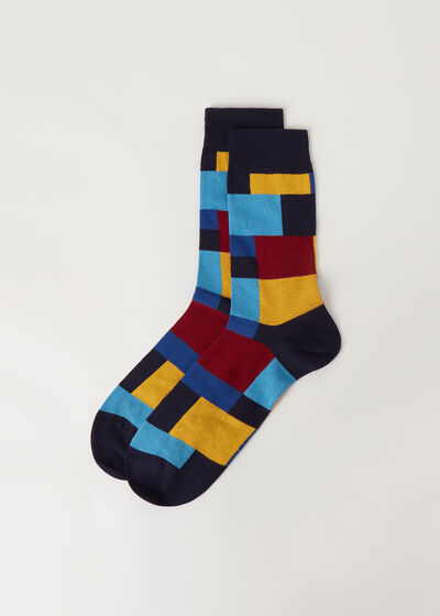 Pánske krátke ponožky s geometrickým vzorom