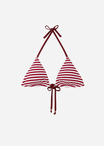 Removable Padding Triangle Swimsuit Top Nautical Stripes