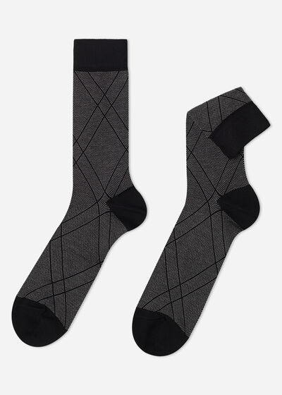 Klasik Desenli İskoçya İplikli Soket Erkek Çorabı