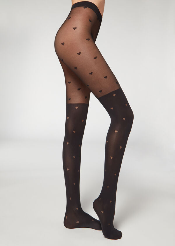 Little Hearts Over-Knee Effect Tights
