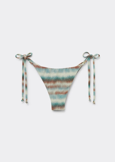 Brazilian-Bikinihose mit schmalen Bändchen Glittery Tie-Dye