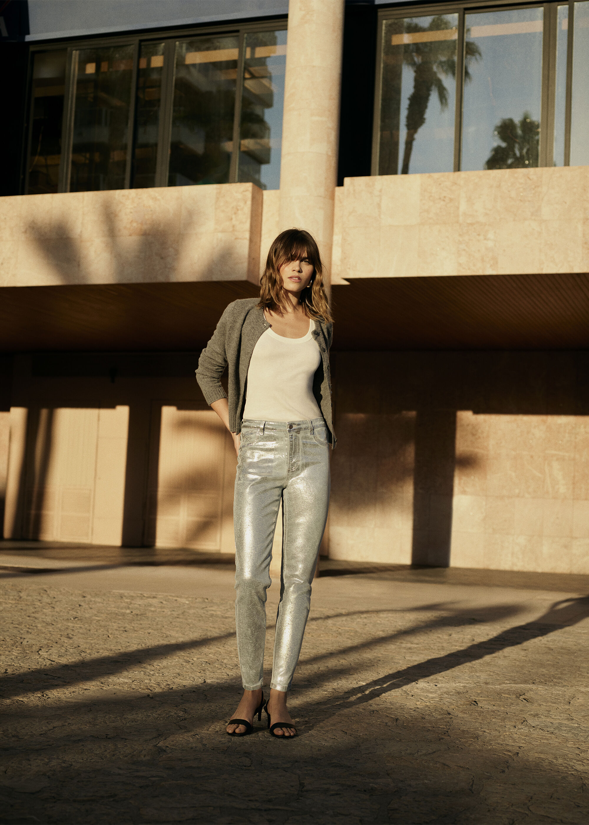 Laminated Effect Stretch Jeans