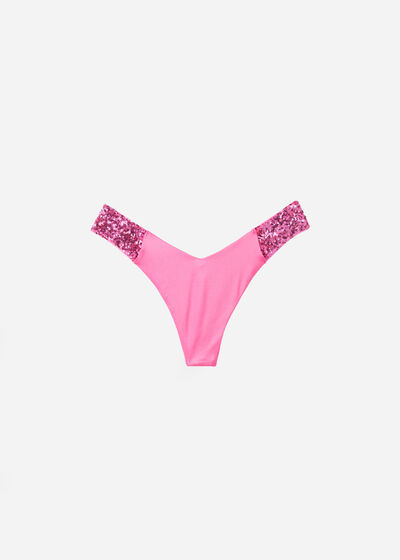 Sequined High-Cut Brazilian Swimsuit Bottom Cannes