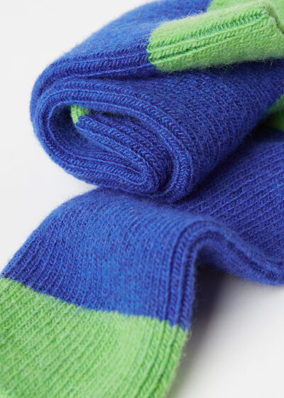 Bright Colour Ribbed Short Socks with Cashmere
