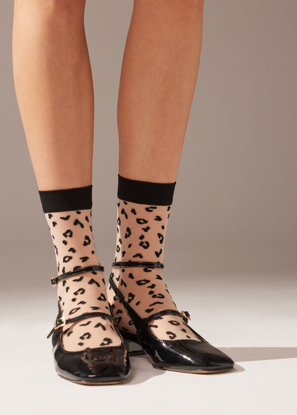 Sheer 15 Denier Short Animal Pattern Socks - Short socks - Calzedonia