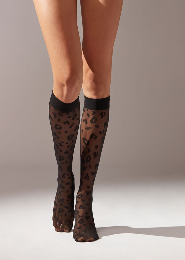 Animal Pattern Sheer Knee-High Socks - Long socks - Calzedonia