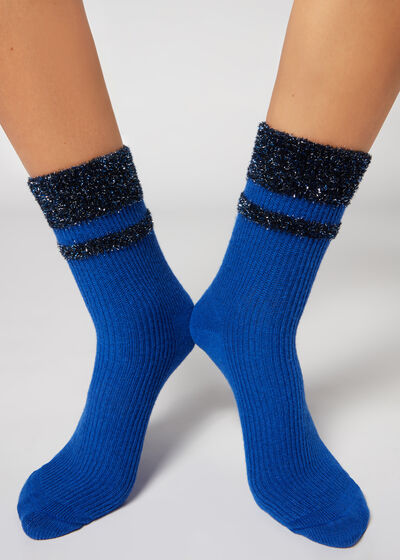 Krátké ponožky s kašmírem a třpytivým lemem