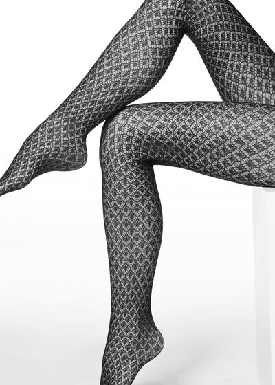 Fishnet tights with geometric pattern