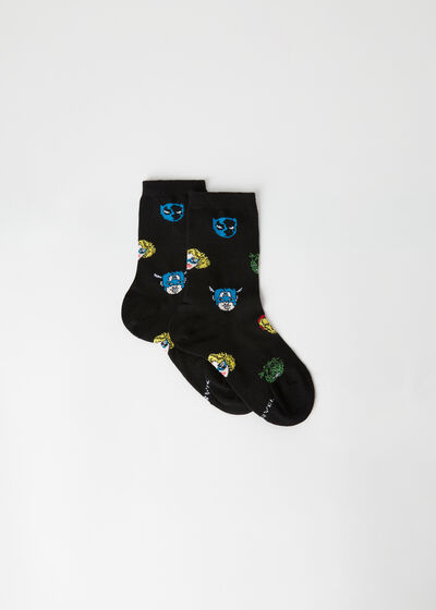 Krátké dětské ponožky s celoplošným marvelovským vzorem superhrdinů