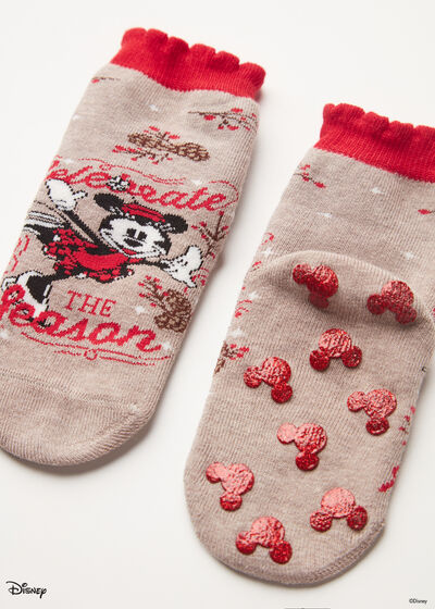 Dívčí protiskluzové ponožky s disneyovskou myškou Minnie a vánočními motivy