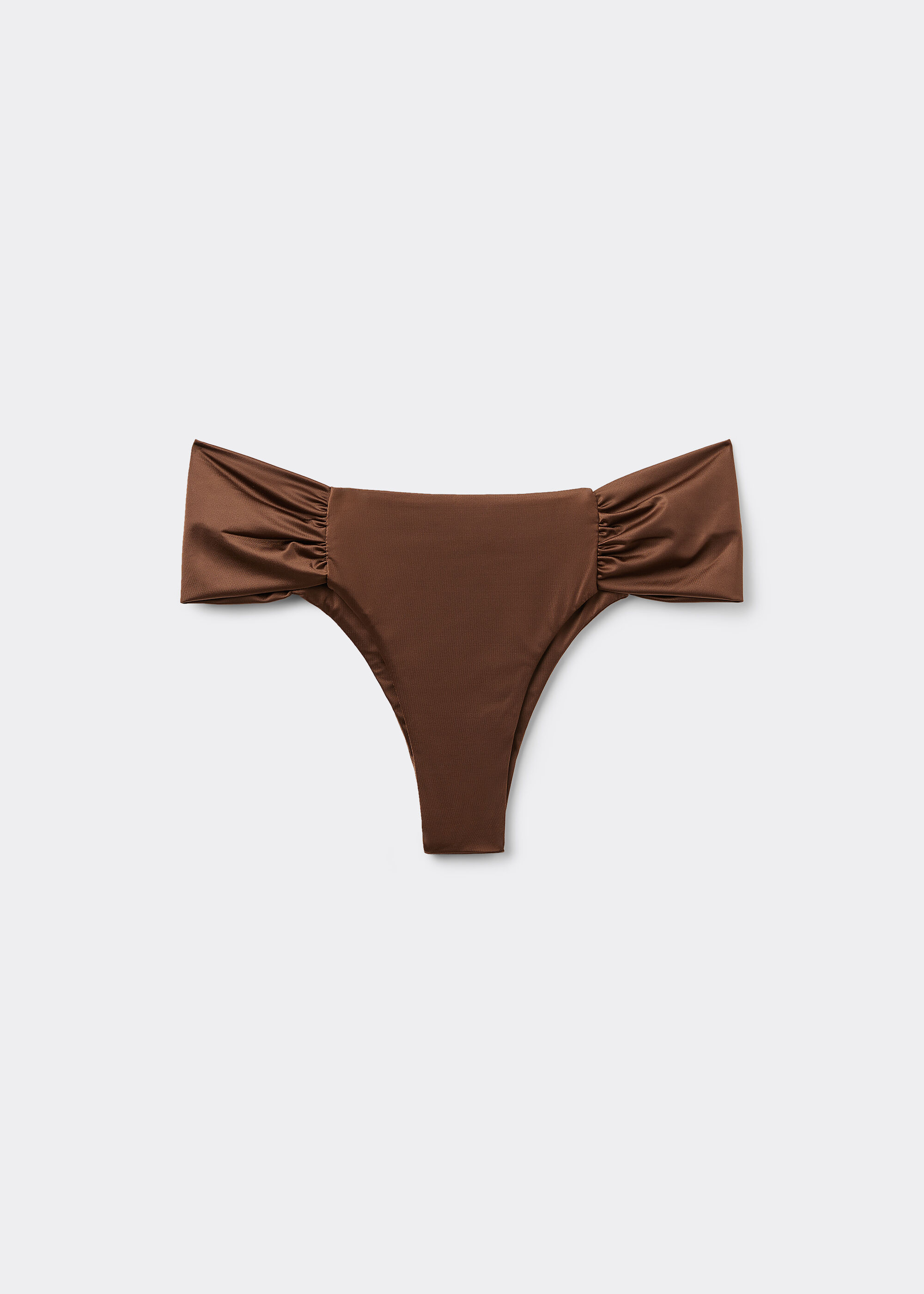 Ruched Brazilian Bikini Bottoms Shiny Satin
