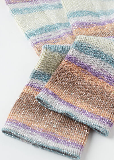 Calze Corte Righe Sfumate con Glitter