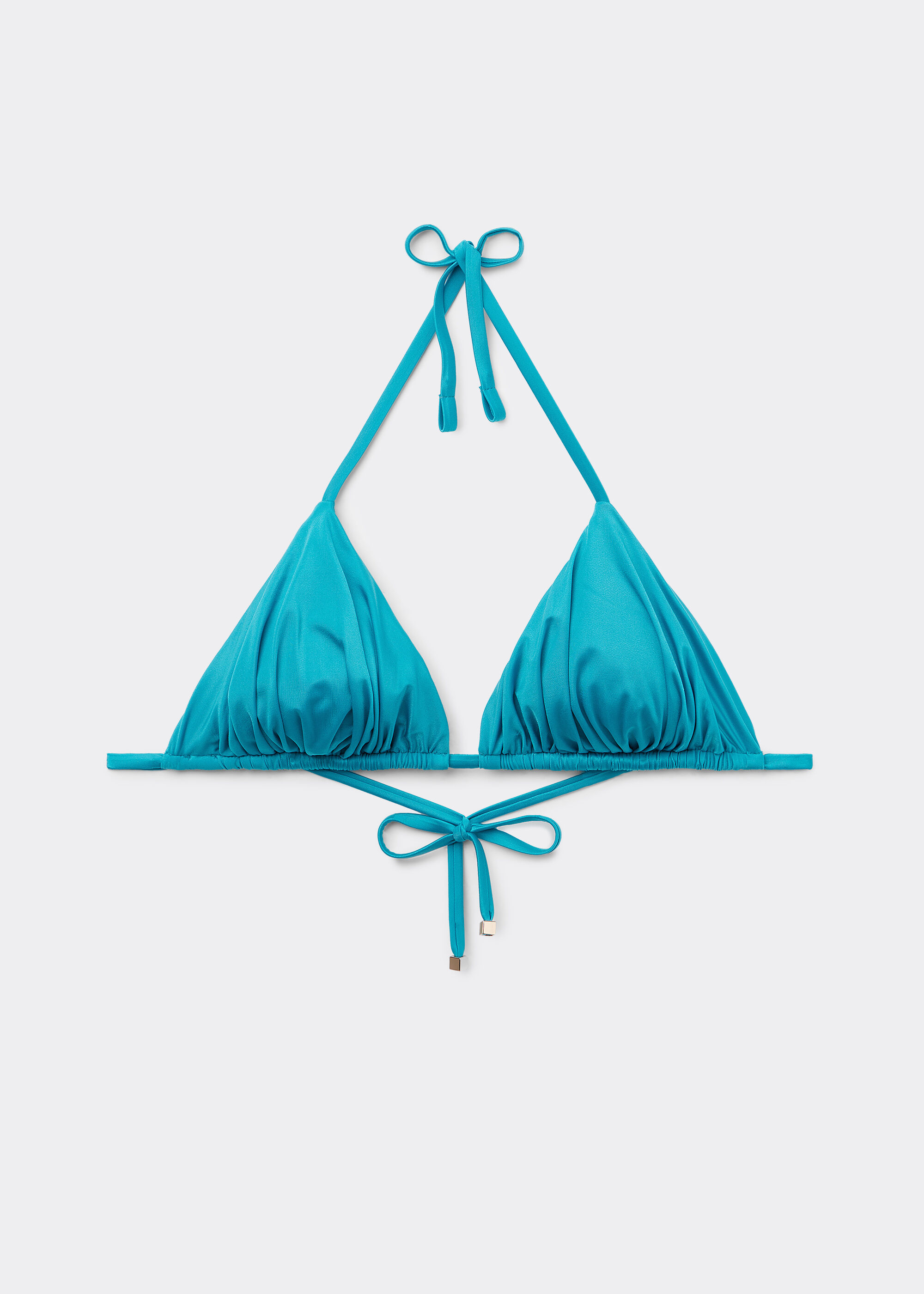 Removable Padding Triangle Bikini Top Shiny Satin
