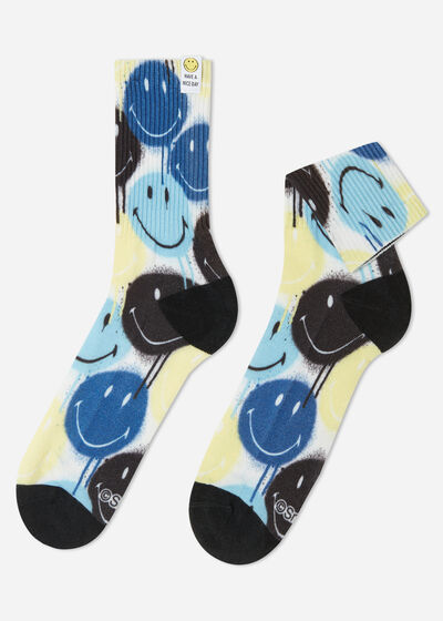 Muške kratke sportske čarape s digitalnim uzorkom Smiley®