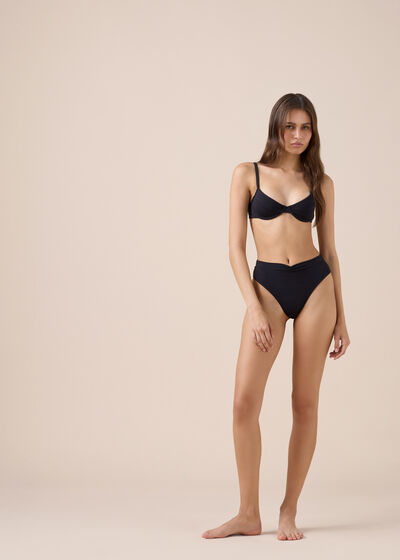 Tie Side Bikini Bottoms Brown Glitter