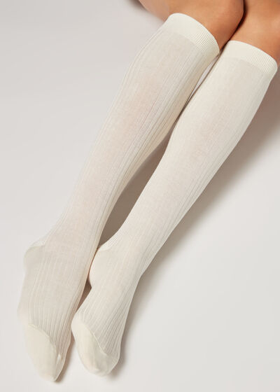 Ribbed Cashmere Long Socks