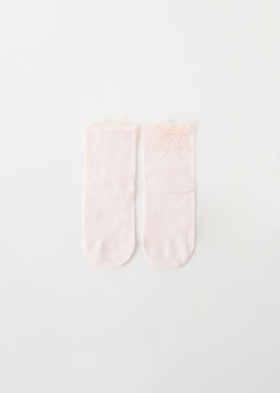 Kratke čarape za djevojčice sa šljokičastom mašnom