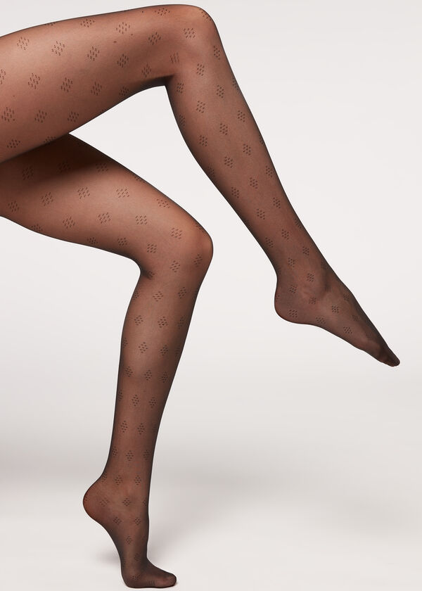 Transparente Strumpfhose 30 Denier mit Rauten