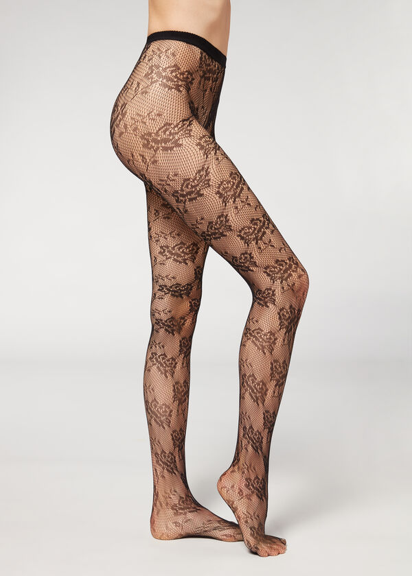 Lace Floral Fishnet Tights