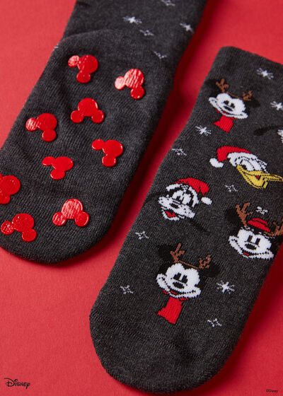 Dječje protuklizne čarape Disney preko cijele površine s božićnim uzorkom za cijelu obitelj