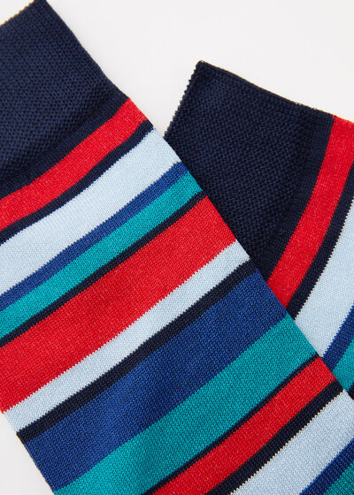 Chaussettes basses à rayures colorées pour homme