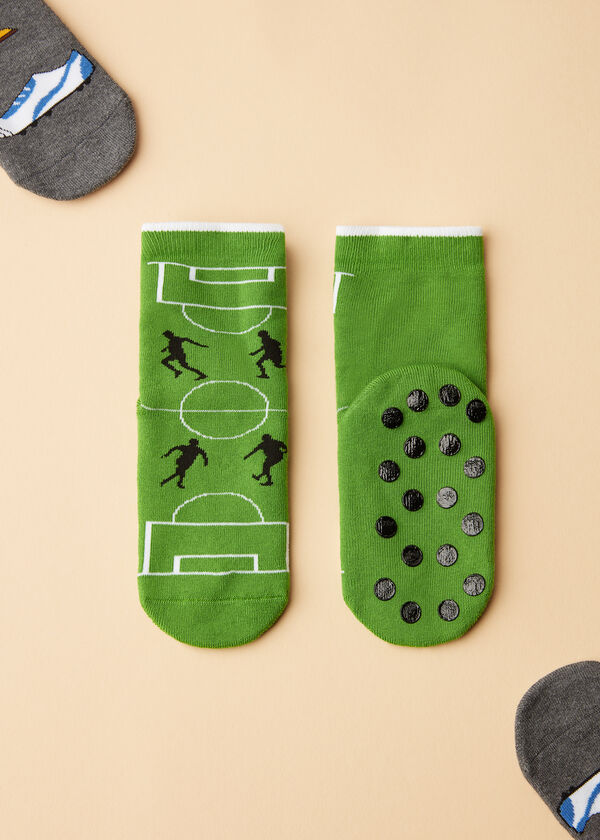 Dětské protiskluzové ponožky s motivem fotbalového hřiště