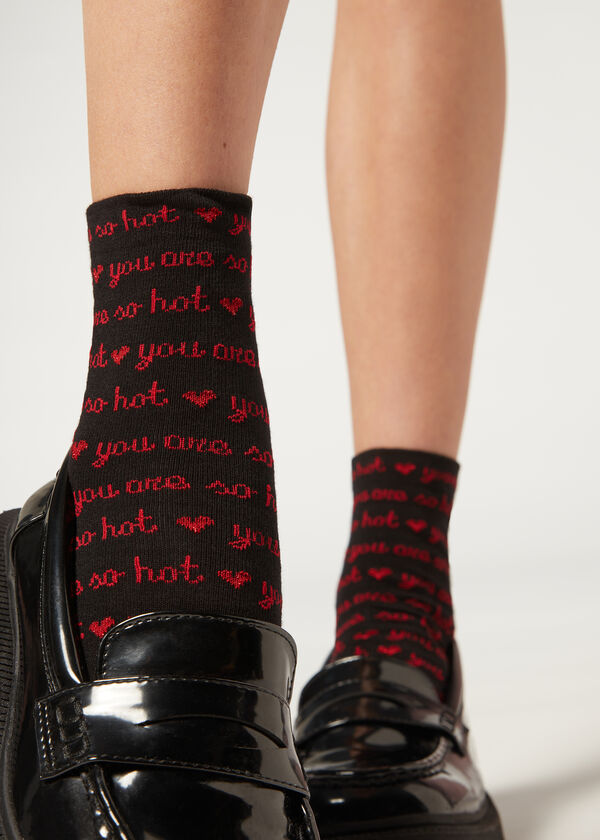 Love Pattern Short Socks