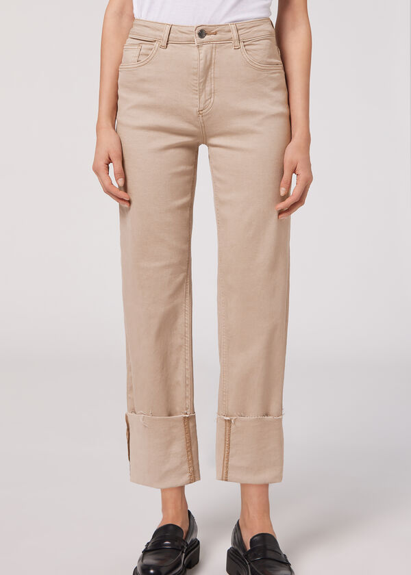 Culotte Jeans with Removable Turn-Ups