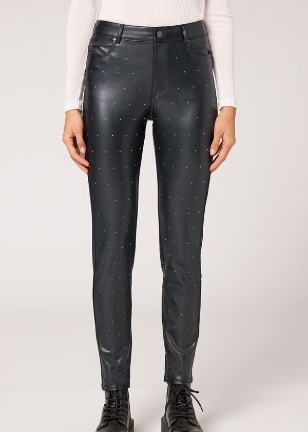 Vintage Coated-Effect Thermal Leggings - Trousers - Calzedonia