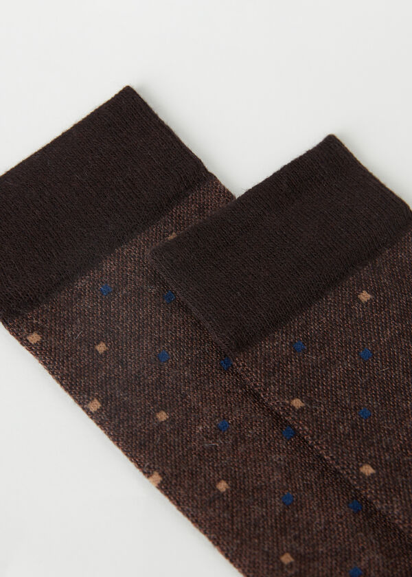 Kurze Herrensocken mit Cashmere und Punktemuster