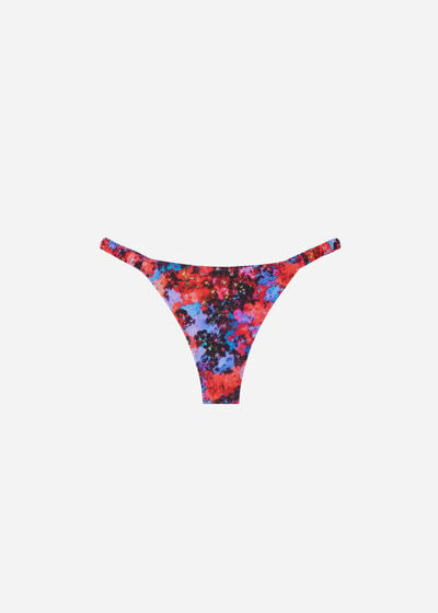 Brazilian Swimsuit Bottoms Blurred Flowers
