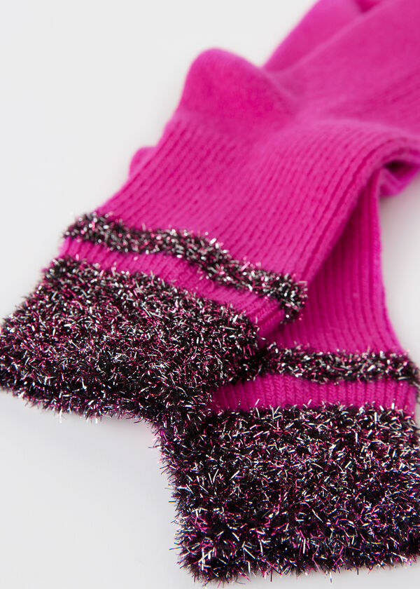 Glitter Trim Cashmere Short Socks
