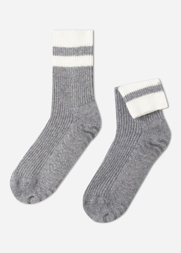 Protiskluzové unisex ponožky s příměsí kašmíru a vlny