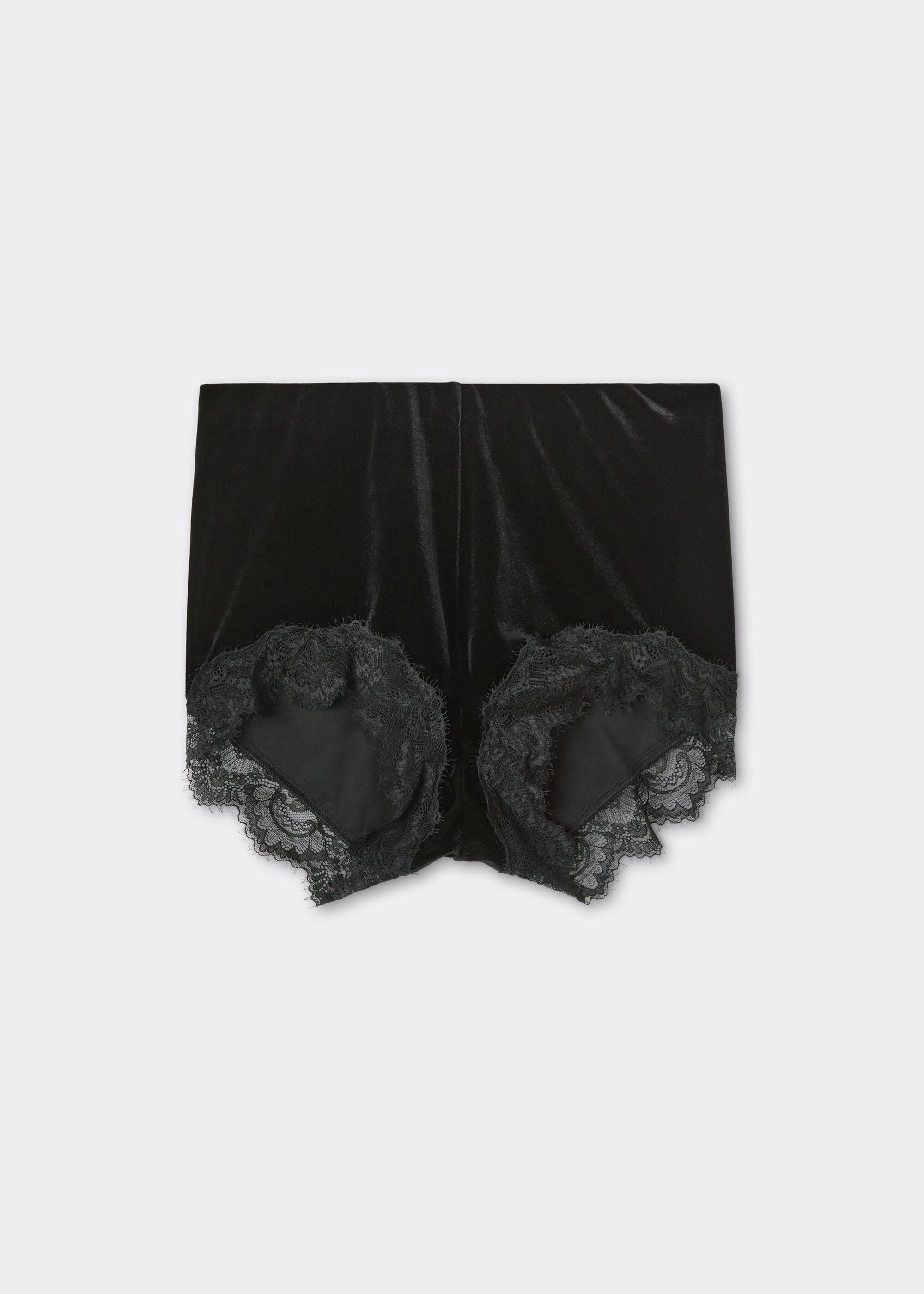 Culotte en velours et dentelle