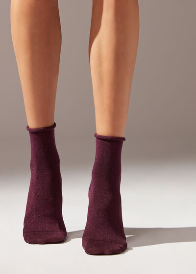 Soft Cuff Short Socks with Glitter