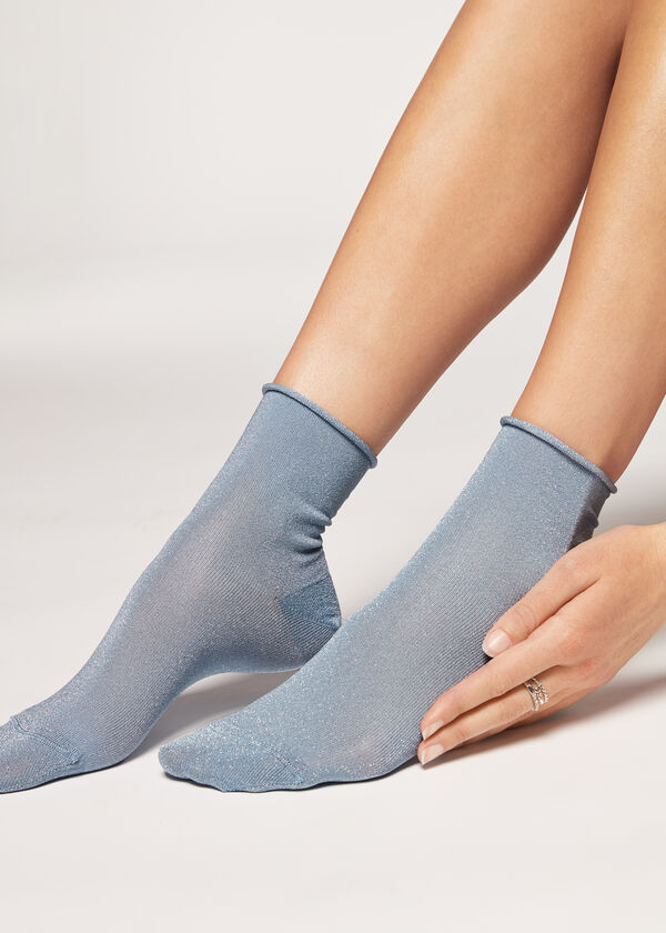 Krátké třpytivé ponožky s pohodlným lemem