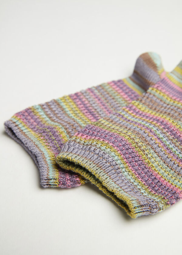 Chaussettes courtes multicolore effet crochet