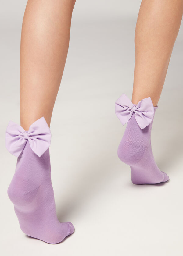 Krátké ponožky s aplikací mašle