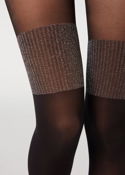 Longuette Effect Tights with Glitter Edge