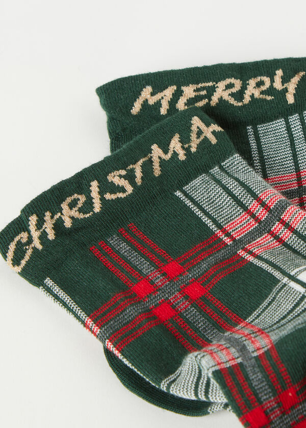 Short Socks with Family Christmas Pattern