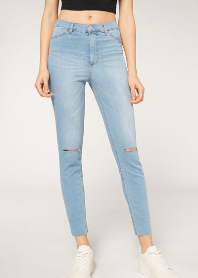 Skinny jeans med hög midja