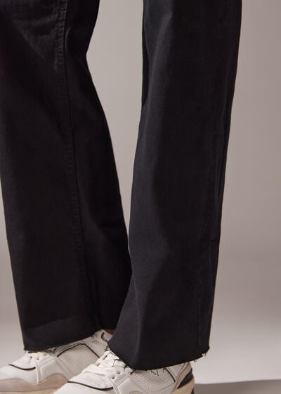 Culotte jeans med avtagbar uppvikt kant