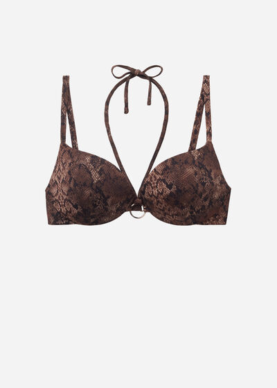 Push-up-Bikinioberteil mit Wattierung Brown Snake