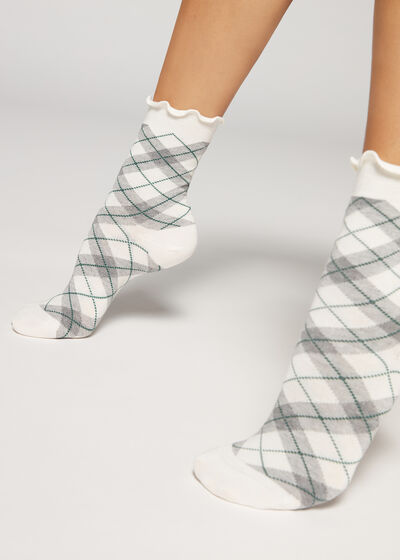 Krátké ponožky s tartanovým vzorem